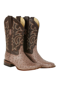 Men's Los Altos Ostrich Skin Wide Square Toe Boots -A