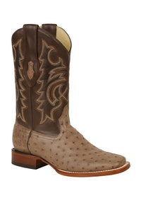 Men's Los Altos Ostrich Skin Wide Square Toe Boots -A