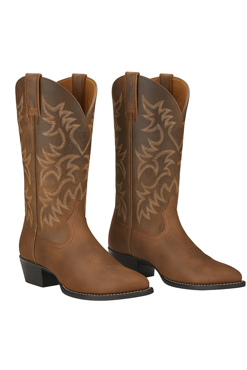Ariat Men's Heritage R Toe Distressed Brown Western Boots