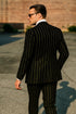 Mens 2 button Gangster Pinstripe Suit in Black & Red