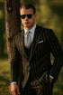 Mens 2 button Gangster Pinstripe Suit in Black & Red