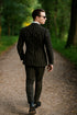 Mens 2 button Gangster Pinstripe Suit in Black & Red
