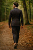 Mens 2 button Gangster Pinstripe Suit in Black & Red