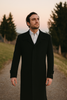Black 100% Plush MicroFiber Dress Trench Top Long Coat - Mens Topcoat - Mens Overcoat