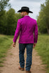 Mens Western Blazer - Paisley Pattern Cowboy Tuxedo Jacket in Color Fuchsia