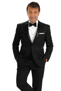 Mantoni 140s Wool 1-button Black Tuxedo