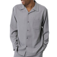 Grey 2-Piece Solid Long Sleeve Walking Suit