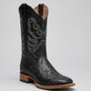 Men's White Diamonds Boots Black Hand-Tooled Western Boots Square Toe
