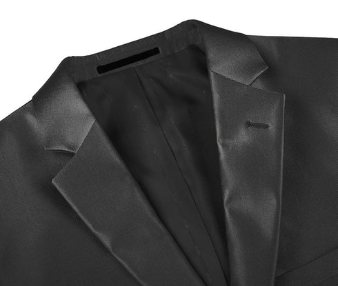 Black Slim Fit Sharkskin Italian Styled 2 Piece Suit