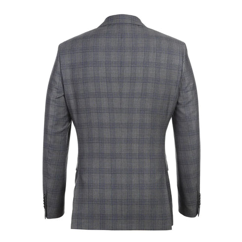 English Laundry Collection - 2 Piece Slim Fit Gray Plaid Notch Lapel Suit