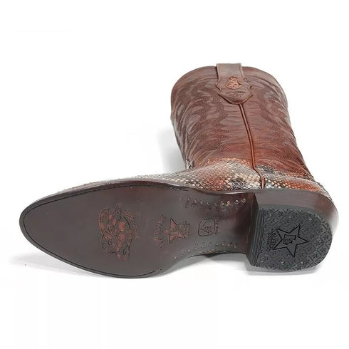 Los Altos Brown Boots Genuine Python Skin