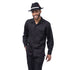 Black Tone-on-Tone Long Sleeve 2-Piece Walking Suit by Montique