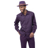 Grape Tone-on-Tone Long Sleeve 2-Piece Walking Suit by Montique