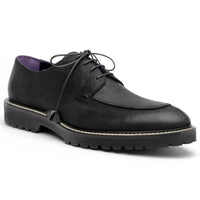 Zelli Campo Sueded Goatskin Lace-up Blucher Shoes in Black
