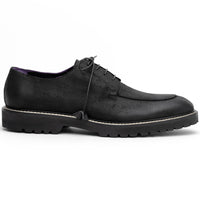 Zelli Campo Sueded Goatskin Lace-up Blucher Shoes in Black