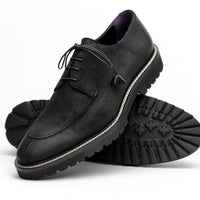 Zelli Campo Sueded Goatskin Lace-up Blucher Shoes in Black
