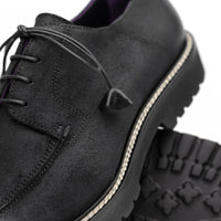 Zelli Campo Sueded Goatskin Lace-up Blucher Shoes in Black