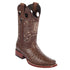 Brown Ostrich Boots Square Toe