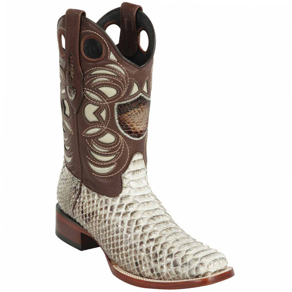 Square toe snakeskin boot 