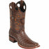 Brown caiman square toe boots