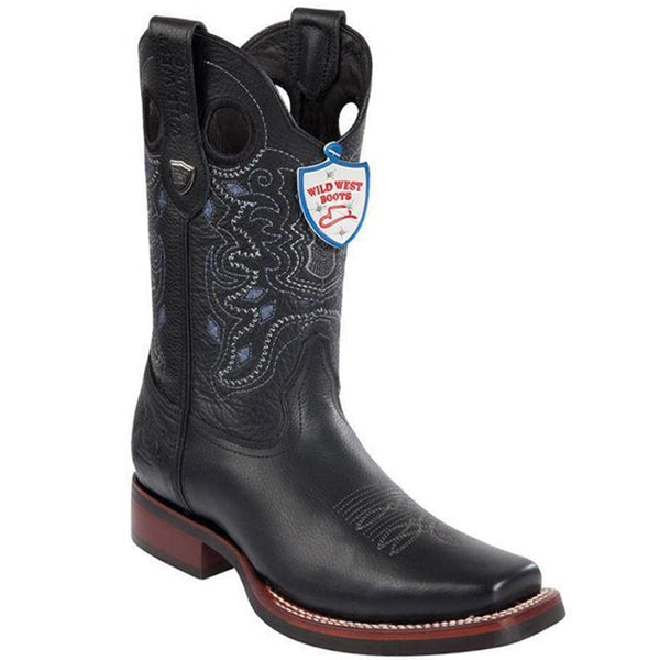 Mens Cowboy Boots Square Toe Black - Wild West Boots