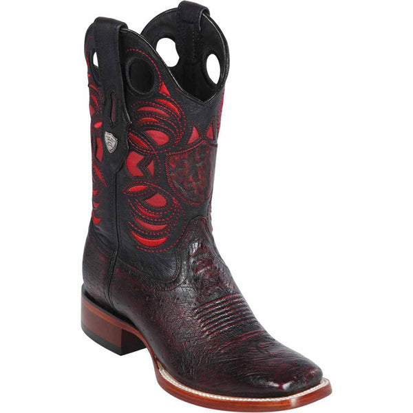 Black Cherry Ostrich Square Toe Boot