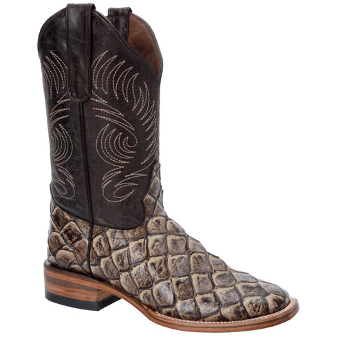 brown fish print boots