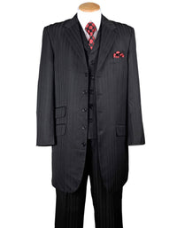 Mens Ton on Ton Stripe Fashion Black Suit