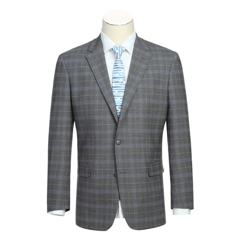 Lozano Collection - Men's 2 Piece Regular Fit Gray Check Suit