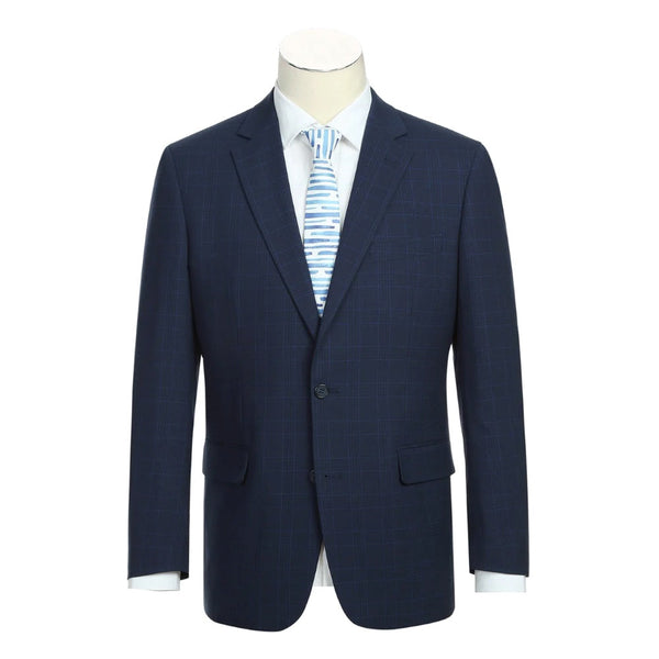 Lozano Collection - Men's 2 Piece Regular Fit Blue Check Suit