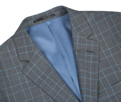 Lozano Collection - Men's 2 Piece Regular Fit Gray Windowpane Suit