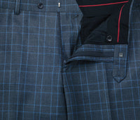 Regular Fit 2 Piece Dress Suit Windowpane in Blue