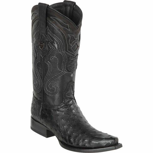 Black ostrich cowboy boot