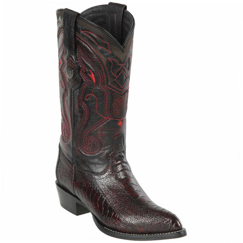 Wild West Boots - Black Cherry Ostrich Cowboy Boots J-Toe