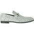 Bravo Mens Modern Glitter Sequin Prom Tuxedo Buckle Loafer in Silver Grey - Men's Dress Shoes