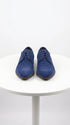 Men’s Navy Blue Suede Cap Toe Dress Shoes – Classic Lace Up Formal Wedding and Prom Shoes Velvet Fabric