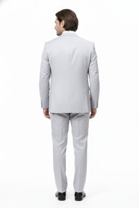 Men’s Very Light Gray Three-Piece  Wedding Suit 2 Buttons Modern or Slim Fit  Ash Bone Color Steel Grey