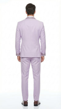 Men’s Lilac Suit with Silver Glitter Sequin Lapel – Lilac and Silver Formal Tuxedo Suit for Prom, Wedding  Lavender Tuxedo