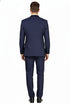 Men’s Navy Blue Double-Breasted Tuxedo with navy Satin Peak Lapel Wedding Suit