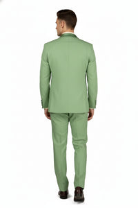 Men’s Mint Green Tuxedo – 2-Piece Formal Suit with Satin Shawl Lapel and Matching Bow Tie in  Sage Green