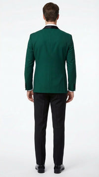 Men’s Emerald Green Tuxedo Jacket with Black Satin Shawl Lapel | Prom Dinner Blazer