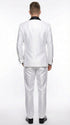 Men’s White Shiny Flashy Fabric Tuxedo Suit with Black Shawl Lapel | Luxury Formal Wedding and Evening Suit Sharkskin Metallic Fabric