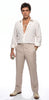 Tony Montana’s White Linen Shirt and Tan Pants – Men’s White Formal Shirt with Tan Trousers for Party, Wedding and Vintage Style Outfit