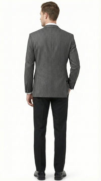 Men’s Charcoal Grey Pinstripe Blazer – Classic Tailored Formal Jacket for Business, Professional Wear Sportcoat