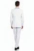 Men’s White and Royal Blue Pinstripe 3-Piece Suit – Classic Fit Blazer with Vest, Pants, and Tie
