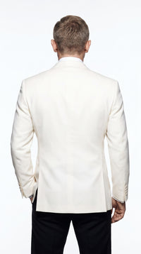 Men’s James Bond Style Ivory Dinner Jacket, White Tuxedo Blazer for Wedding, Prom and Black Tie Events