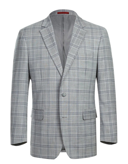 Lozano Collection - Men's 2 Piece Regular Fit Gray Plaid Suit