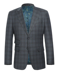 English Laundry 2-Piece Gray Plaid Wool Blend Slim Fit Dress Suit