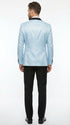 Men’s Baby Blue Tuxedo Blazer with Black Lapel – Formal Dinner Jacket for Wedding, Prom and Evening Events  in Sky Light Blue Color