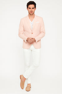 Men’s Blush Pink Slim Fit Blazer – Stylish Two-Button Sport Coat with Notch Lapel